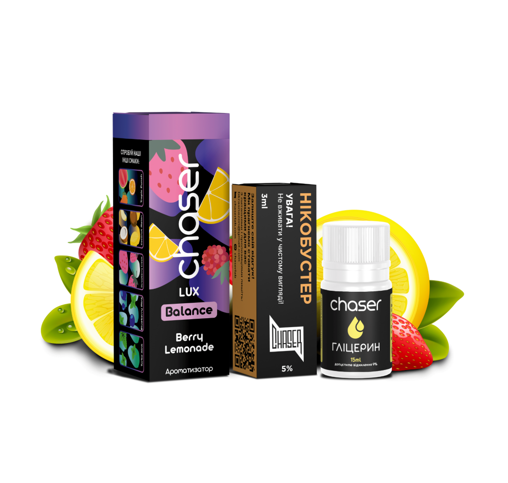 Набір Chaser Lux 30 мл 50 мг BERRY LEMONADE Набір Chaser Lux 30 мл 50 мг BERRY LEMONADE