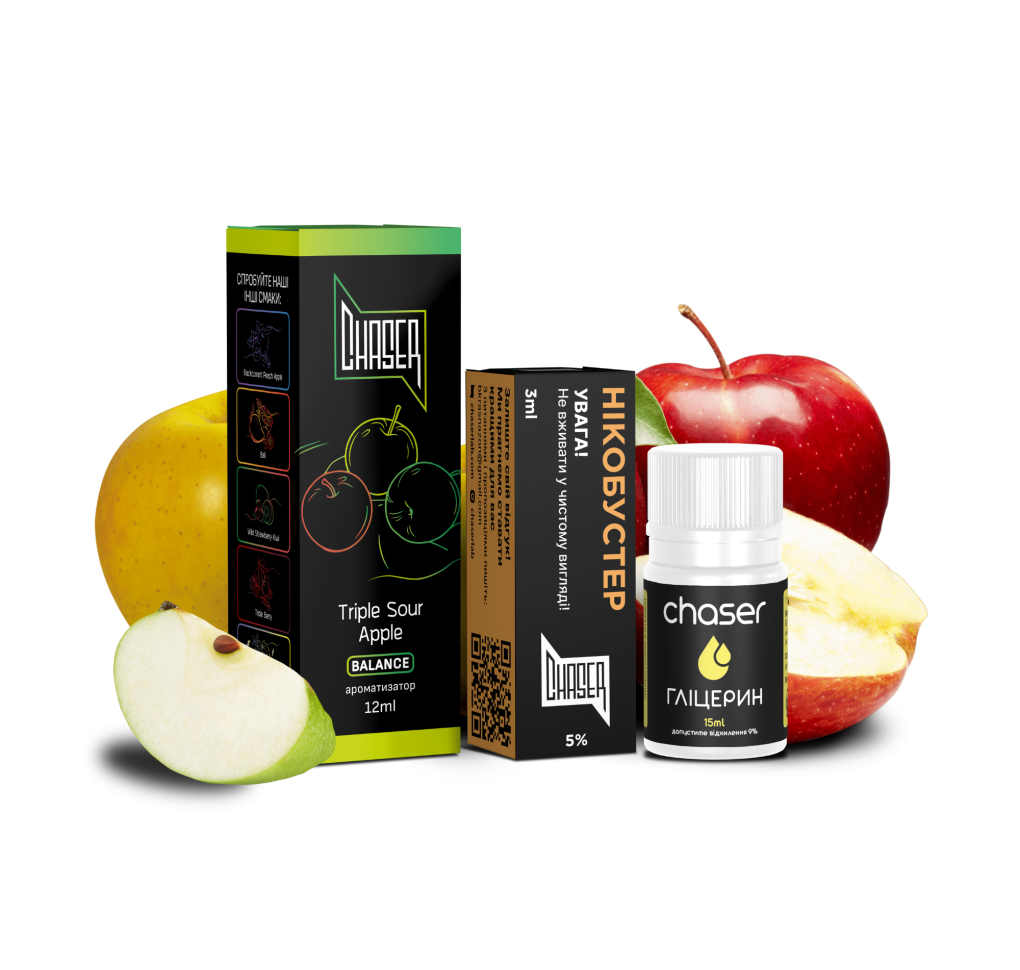 Набір Chaser Black 30 мл 50 мг Triple Sour Apple Набір Chaser Black 30 мл 50 мг Triple Sour Apple