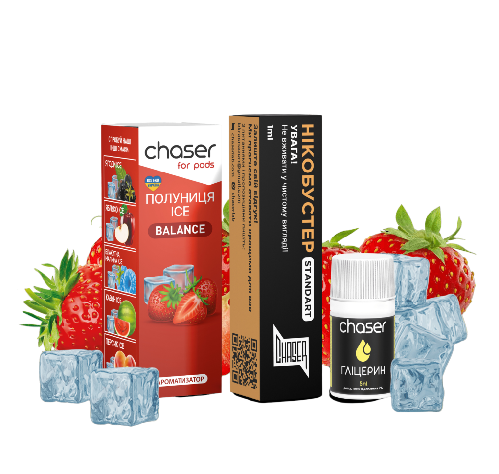 Набір Chaser For Pods ICE Полуниця 10 мл 50 мг Набір Chaser For Pods ICE Полуниця 10 мл 50 мг