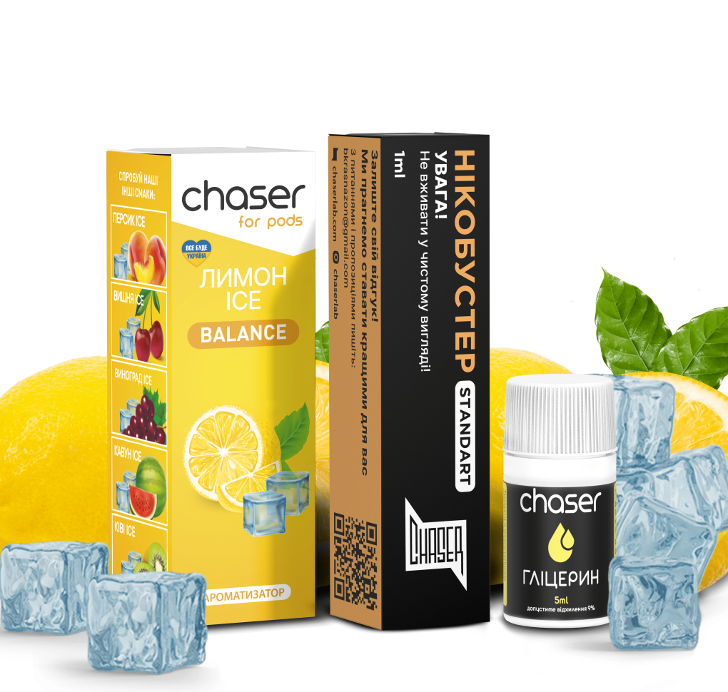 Набір Chaser For Pods ICE Лимон 10 мл 50 мг Набір Chaser For Pods ICE Лимон 10 мл 50 мг