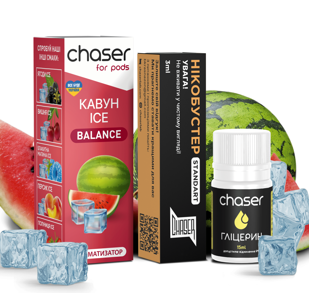 Набір Chaser For Pods ICE 30 мл 65 мг КАВУН Набір Chaser For Pods ICE 30 мл 65 мг КАВУН