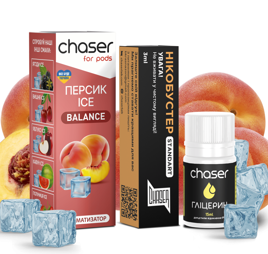Набір Chaser For Pods ICE 30 мл 65 мг ПЕРСИК Набір Chaser For Pods ICE 30 мл 65 мг ПЕРСИК
