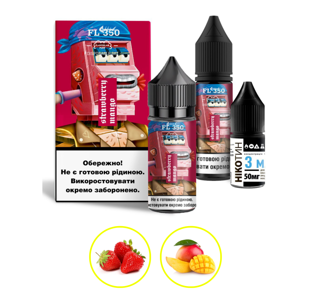 Набір Flavorlab FL350 30 мл 50 мг Полуниця манго Набір Flavorlab FL350 30 мл 50 мг Полуниця манго