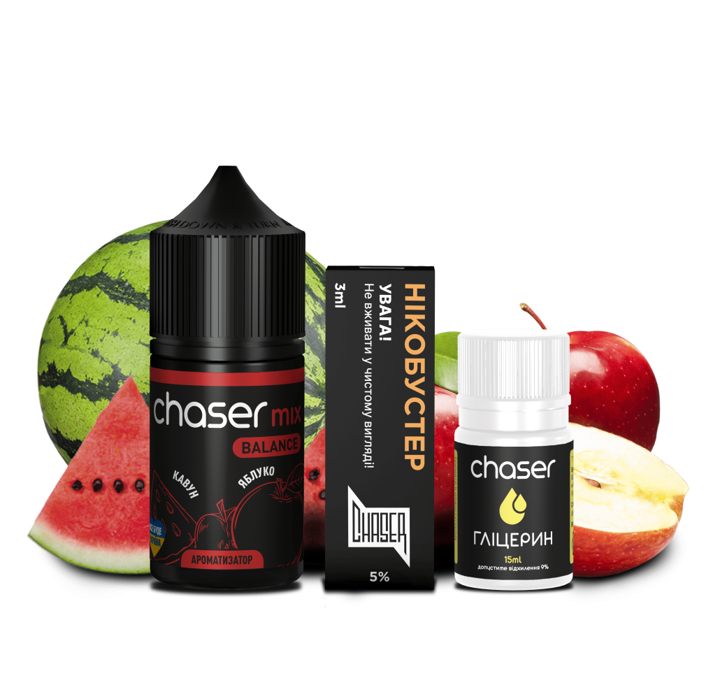 Набір Chaser Mix 30 мл 50 мг КАВУН ЯБЛУКО Набір Chaser Mix 30 мл 50 мг КАВУН ЯБЛУКО