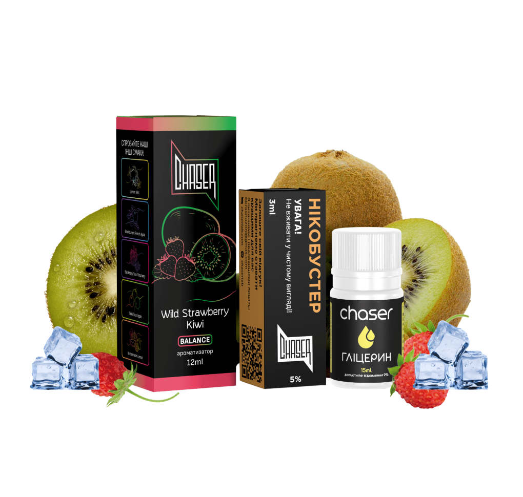 Набір Chaser Black 30 мл 65 мг ICE KIWI WILD STRAWBERRY Набір Chaser Black 30 мл 65 мг ICE KIWI WILD STRAWBERRY