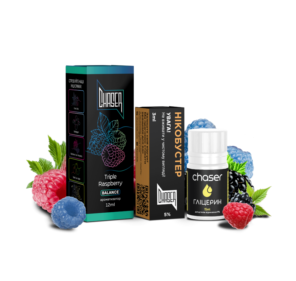Набір Chaser Black 30 мл 65 мг TRIPLE RASPBERRY Набір Chaser Black 30 мл 65 мг TRIPLE RASPBERRY