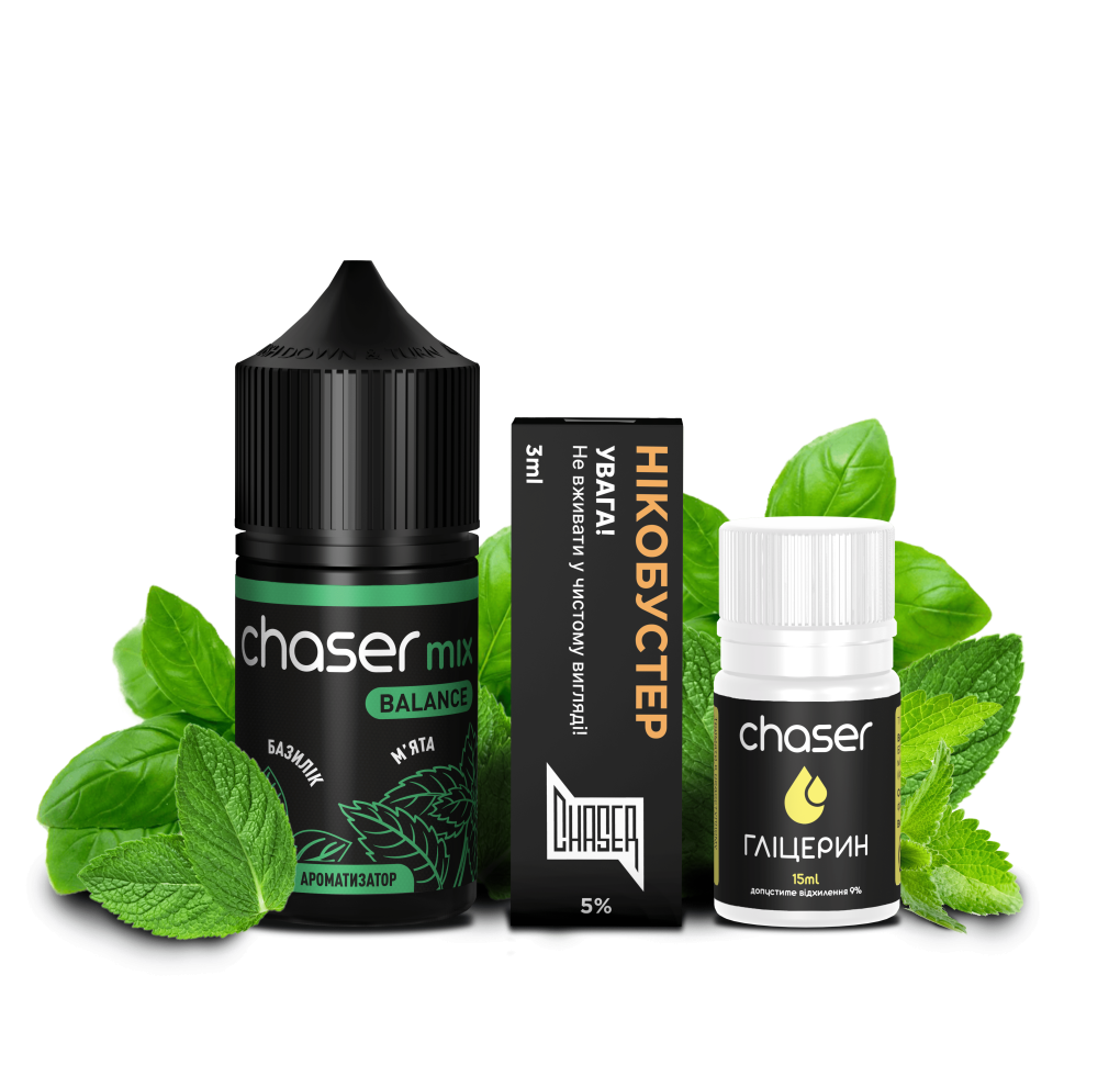 Набір Chaser Mix 30 мл 65 мг БАЗИЛІК М'ЯТА Набір Chaser Mix 30 мл 65 мг БАЗИЛІК М'ЯТА