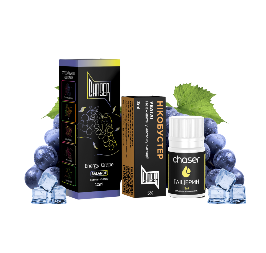 Набір Chaser Black 30 мл 50 мг ICE ENERGY GRAPE Набір Chaser Black 30 мл 50 мг ICE ENERGY GRAPE
