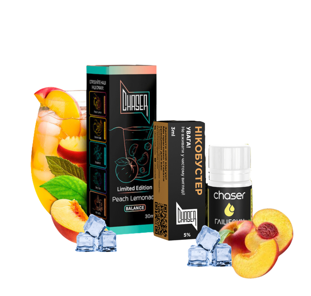 Набір Chaser Black 30 мл 50 мг ICE PEACH LEMONADE Набір Chaser Black 30 мл 50 мг ICE PEACH LEMONADE